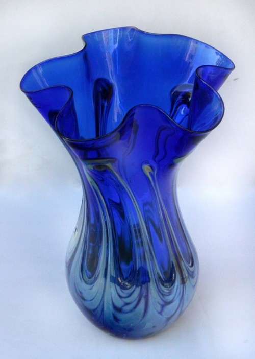 DB-700 Vase Cobalt Fluted Lily Pad 8x3.5 $89 at Hunter Wolff Gallery